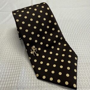 Vintage Bronzini Necktie Tie Brown Polka Dots Unicorn Logo
